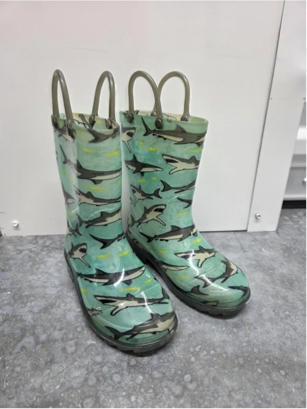 Western Chief Kids Tropic Shark Lighted Rain Boots Teal Blue Size 10 Toddler Boy